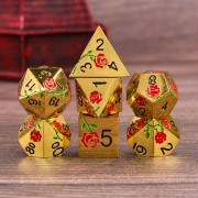Red Rose Electroplated Gold metal dice